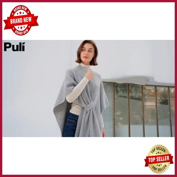 Warm Knit Crossover Front Poncho Shawl One Size Fits Most - Picture 8 of 8